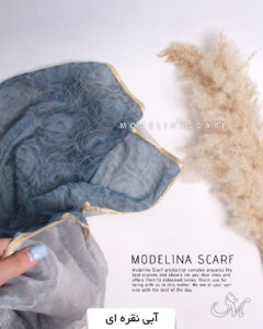 شال حریرابریشم دورو(وارداتی) آبی-نقره ای