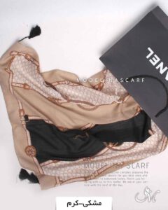شال نخی منگوله دار مدلینا 1414 مشکی-کرم