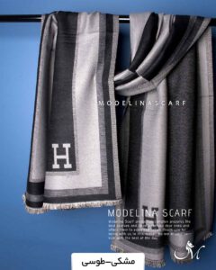 شال موهر اعلا (وارداتی) مدلینا مشکی-طوسی