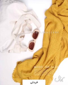شال پلیسه نخی پاییزه خردلی