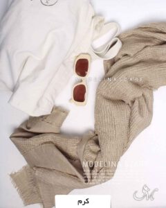 شال پلیسه نخی پاییزه کرم