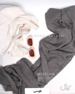 شال پلیسه نخی پاییزه طوسی