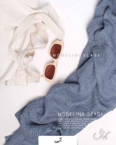 شال پلیسه نخی پاییزه آبی