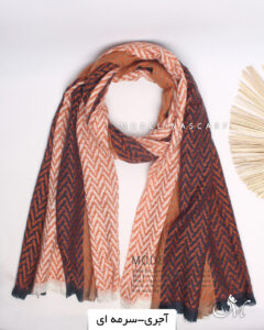 شال موهراعلا(وارداتی)مدلینا1471 آجری-سرمه ای