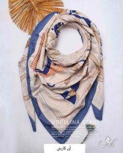 روسری نخ پاییزه مدلینا1502 آبی کاربنی