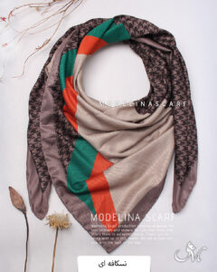 روسری نخ پاییزه مدلینا1503 نسکافه ای