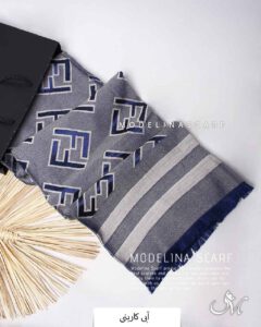 شال نخ پاییزه شاین آبی کاربنی