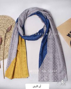 شال نخ پاییزه مدلینا 1466 آبی کاربنی
