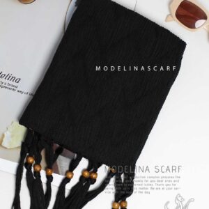 1625m4 شال نخی پلیسه مشکی