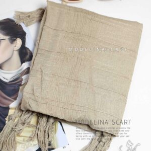 1625m9 شال نخی پلیسه کرم