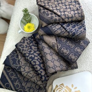 شال کشمیر سورمه ای کرم پاییزه مارک تراکم بالا کد 10668